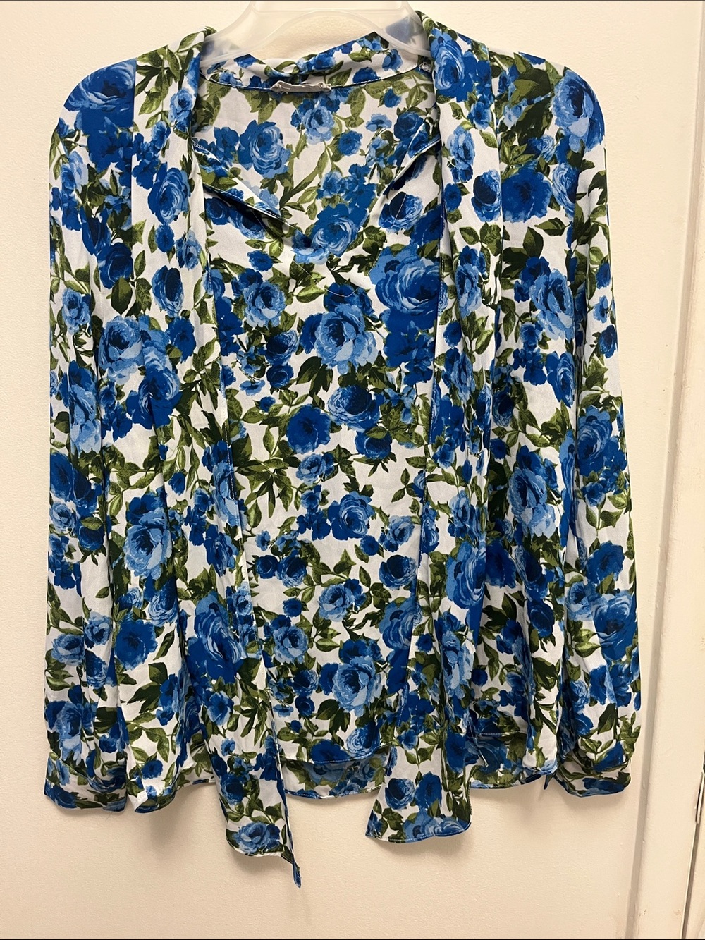 Blue Floral Open-Front Women’s Cardigan